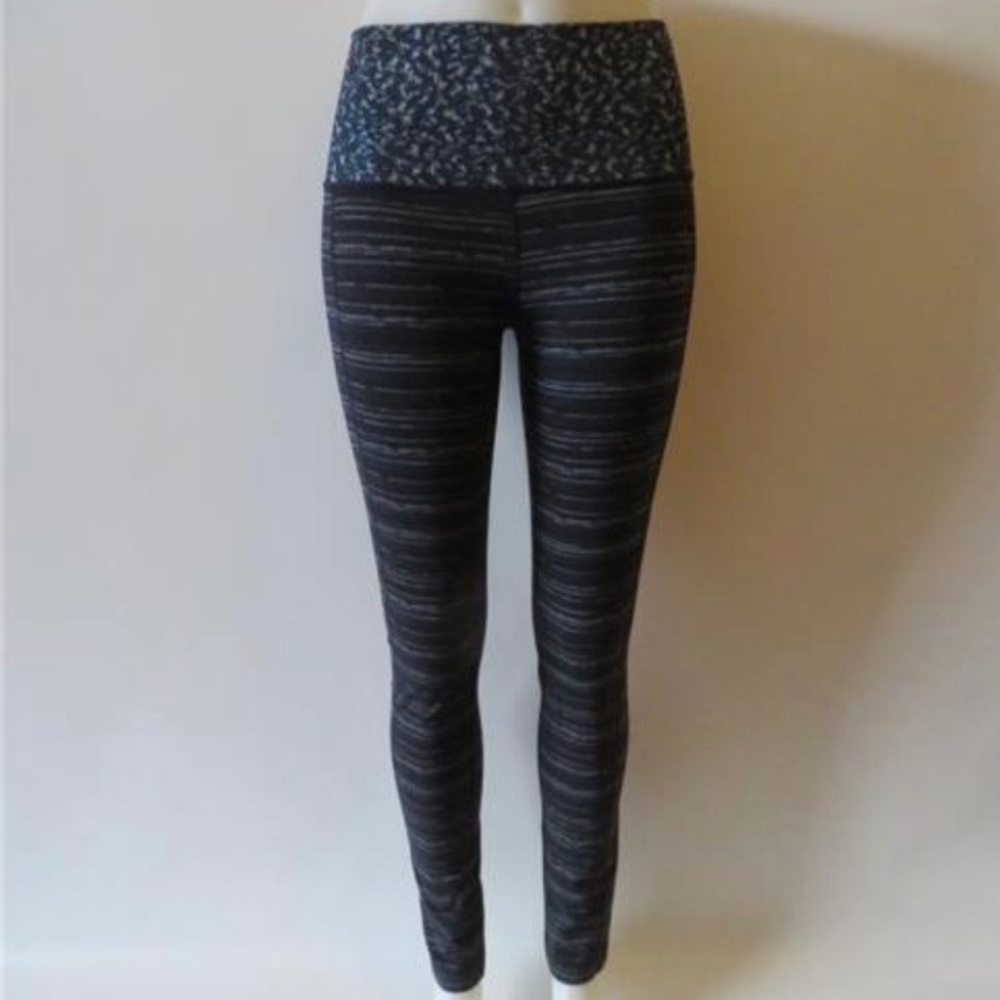 Lululemon BLACK MULTI-COLORS STRIPED LEGGINGS SZ 6